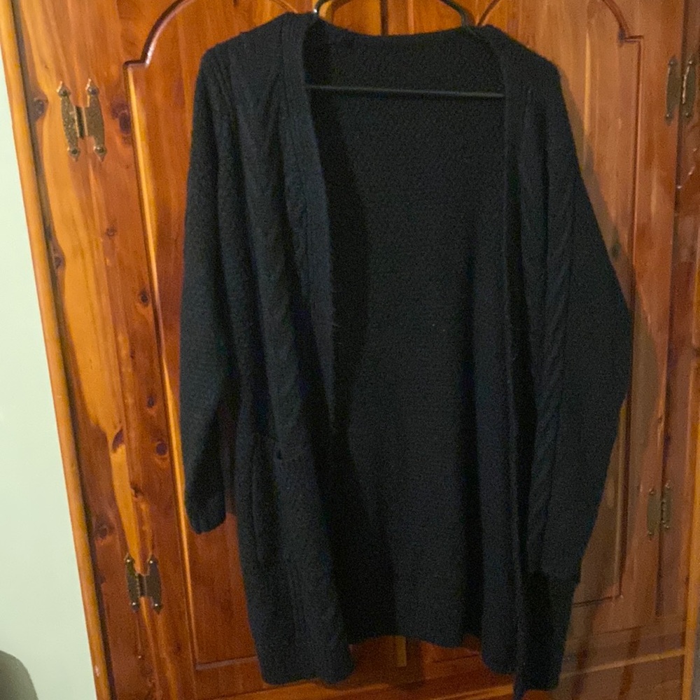 black knit cardigan
